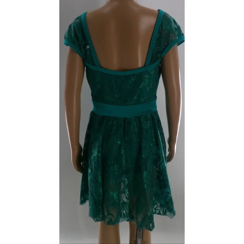 Pre-Owned Dance Costume Medium Child Teal Curtain Call E1753 Lyrical Ballet Con